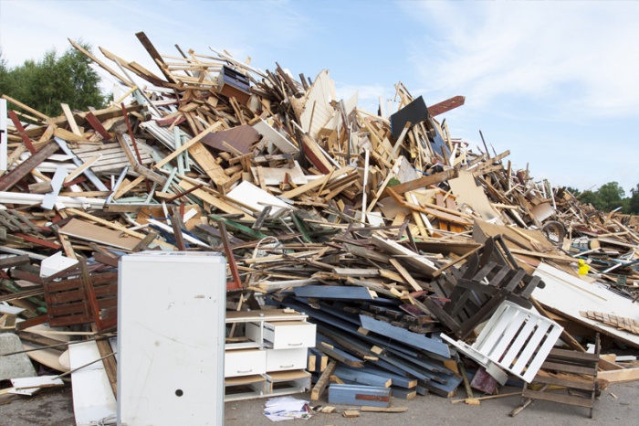 waste material at construction worksite