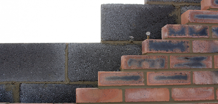 Concrete blocks and clay bricks layout