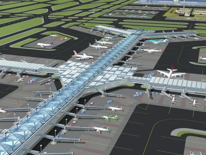 Künstlerischer Designeindruck des internationalen Flughafens Bugesera