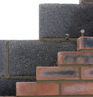 Concrete blocks and clay bricks layout