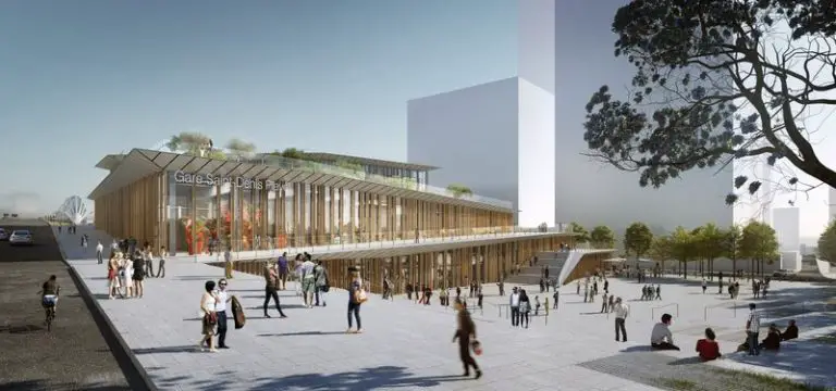 Construction of Saint-Denis Pleyel station in Paris, France on schedule for 2024 completion