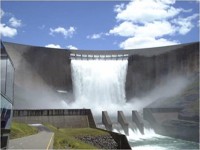 Artistic rendering of a dam in the Lesotho Highlands Water Project