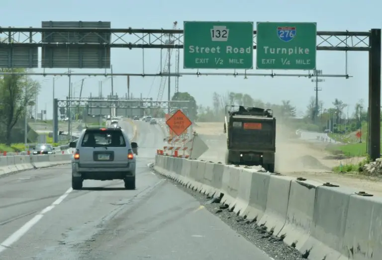 Ongoing construction of U.S. 1 lane in Pennsylvania, Bucks County