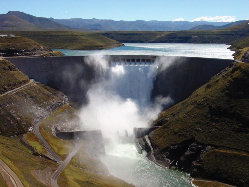 Artistic rendering of a dam in the Lesotho Highlands Water Project Phase II