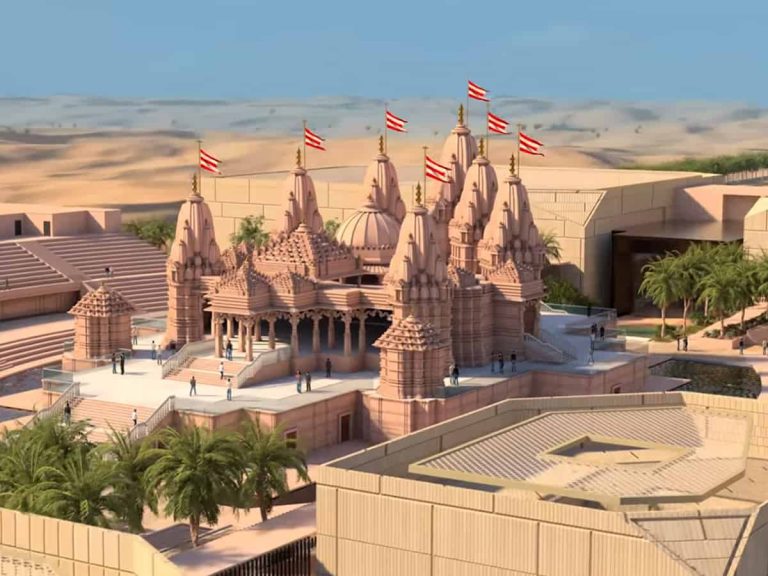 BAPS-Hindu-Tempel in den VAE Bauarbeiten im Gange