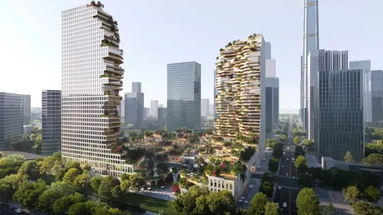 Entwurf für den Oasis Towers-Komplex in Nanjing, China, vorgestellt