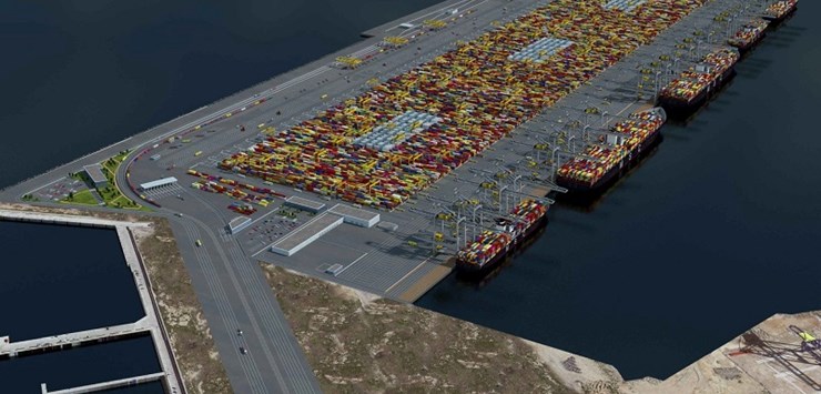 Pläne für den Bau eines neuen Containerterminals im Hafen von Valencia, Spanien