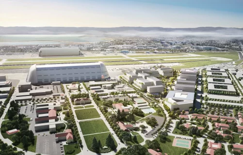 Artist’s rendering shows NASA’s Ames Research Center and Moffett Field.