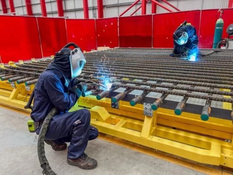 Welders at Laing O'Rourke's manufacturing factory in Avonmouth