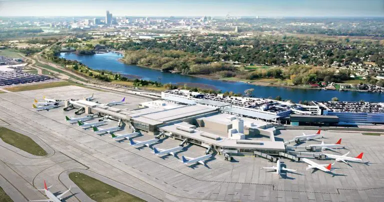 La photo montre à quoi ressemblera l'aérodrome d'Eppley une fois le projet de rénovation du terminal sur quatre ans, d'une valeur de 950 millions de dollars, terminé en 2028.