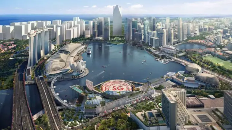 Impressão artística da futura NS Square em Marina Bay