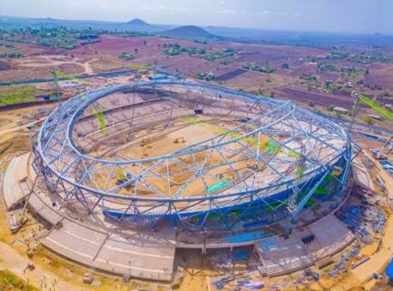 Construction is underway in the Dr Samia Hassan Suluhu Stadium