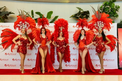 Showgirls at the unveiling of the $5 billion expansion project