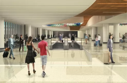 Artistic impression of the Pedestrian Bridge that is part of Terminal C expansion