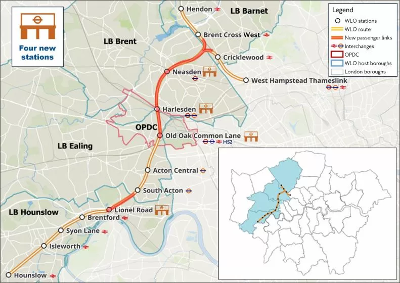 WLO route map with borough boundaries and new stations