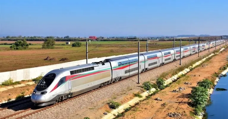 A train on the Kenitra-Marrakech high-speed rail