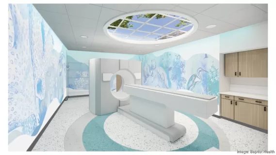 A rendering of a CT-imaging room inside Baptist Health's planned four-story emergency tower