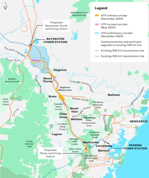 The proposed locations for the towers in the Hunter Transmission Project will be revealed in the Environmental Impact Statement (EIS) to be released mid-2025