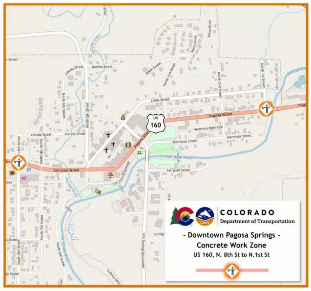 Starting off the construction works on the Pagosa Springs reconstruction project in Southwest Colorado is WW Clyde and Companies in conjunction with the CDOT