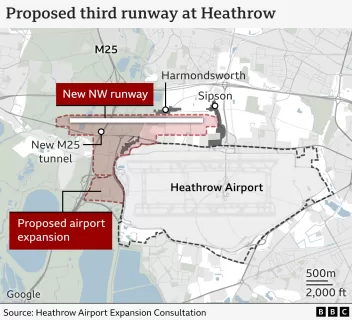 This new runway is expected to cross over the M25, with the parts of the motorway redirected via a tunnel