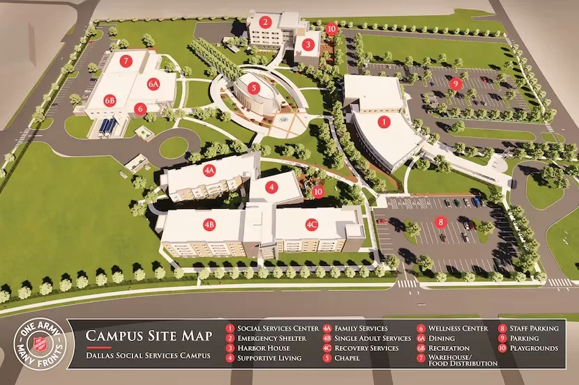 The rendering of the 21-acre The Salvation Army of North Texas campus