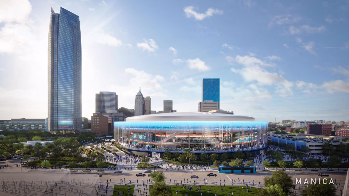 A first glimpse at Oklahoma City's new arena, a project envisioned by MANICA Architecture with TVS acting as the Architect of Record