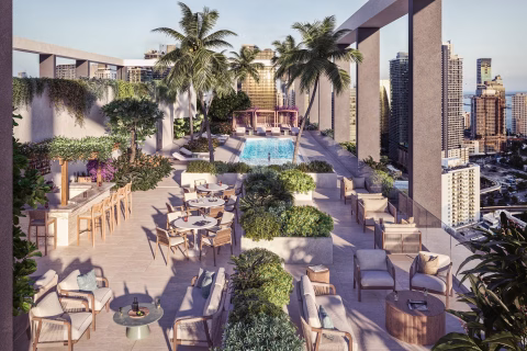 Domus Brickell Center's amenity lineup is complete, with hospitality-driven amenities blended with lifestyle luxuries.