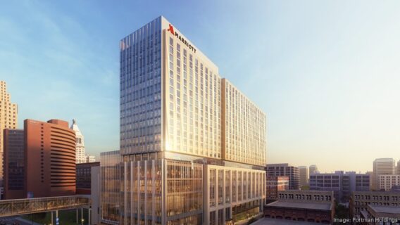 A rendering of the new downtown Marriott convention center hotel. Portman Holdings