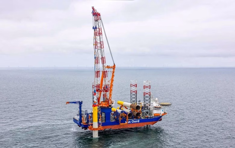 First monopile foundation at Nordseecluster successfully installed off the German coast.