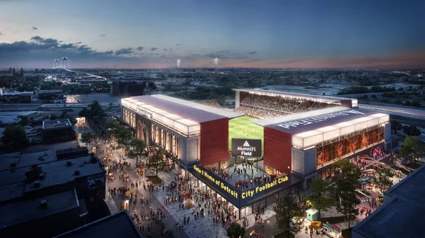 Detroit City FC Reveals Plans for AlumniFi Field in Corktown. Renderings by HOK
