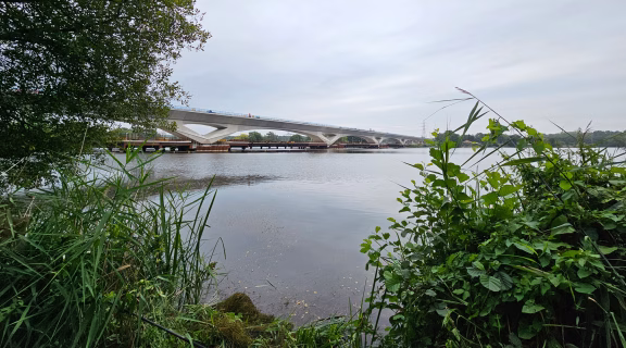 The viaduct in Sept 2024 prior to removal of construction barges 
