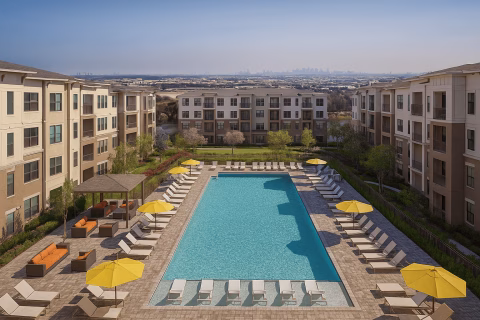Residents will enjoy access to resort-quality amenities like a pool with sunning decks