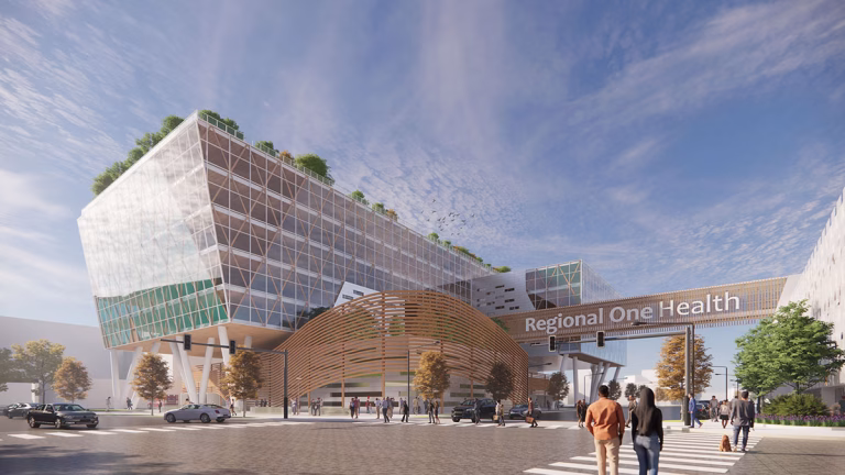 Renderings of the Regional One Health Campus in Memphis