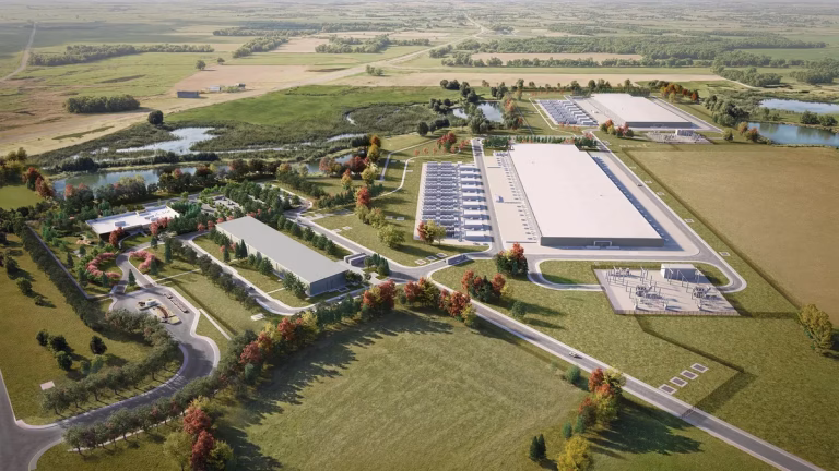 Rendering of Meta’s data center campus in Beaver Dam