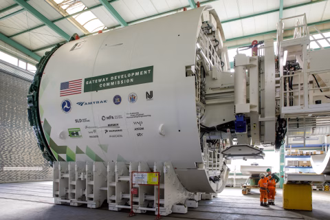 The Gateway Development Commission completed manufacturing of the first pair of tunnel boring machines for the Hudson Tunnel Project, and crews will now ship and assemble them on site at the base of the Palisades in North Bergen, New Jersey.