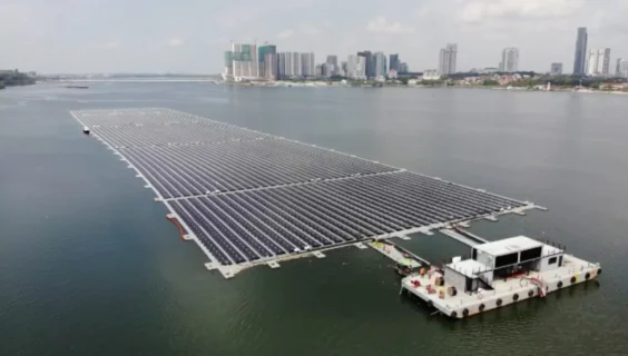 A floating solar array