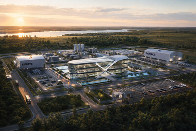 $230M LFP Cathode Facility Planned in Hooks, Texas by Wildcat and EnergyX. Rendering of EnergyX’s broader Battery Mecca™ site vision.