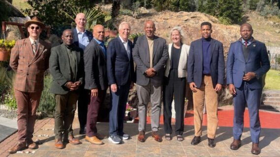 King Letsie III with former U.S. House of Representatives Majority Leader Richard Gephardt and other officials after discussions on Project Kobong hydropower and AI data center. Credit: US Embassy Maser