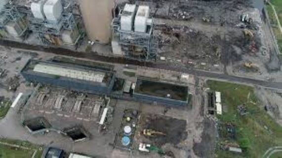 Cottam coal-fired power station demolition site