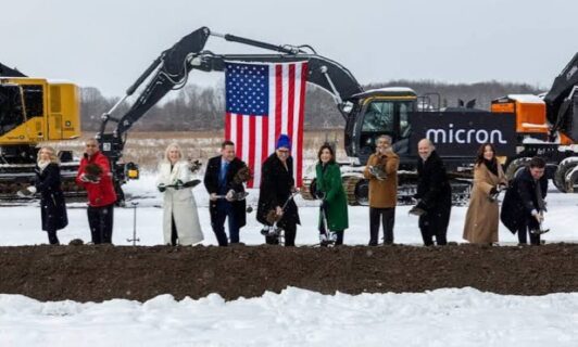 Micron semiconductor fabrication facility ground-breaking event