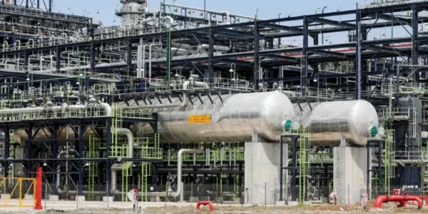 The mega refinery is designed to process 700,000 barrels of crude a day.