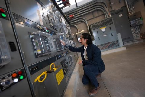 Technician at UC San Diego battery and microgrid project